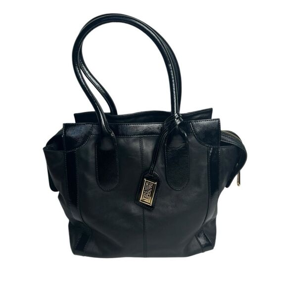 Badgley Mischka Black Leather Shoulder Bag - Picture 1 of 11